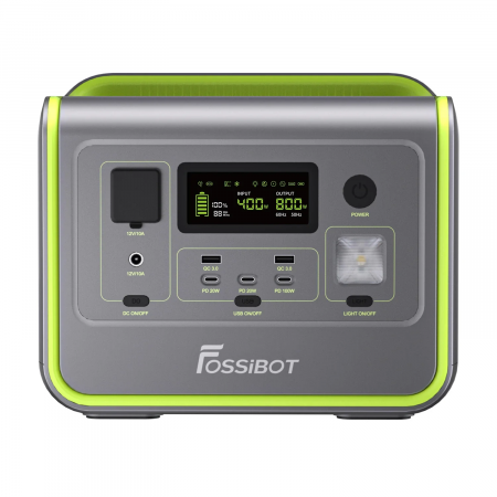 Statie de incarcare portabila Fossibot F800 Verde, 800W, 512Wh, Ecran LCD, Protectie BMS, 8 iesiri, Lanterna LED, SOS [2]