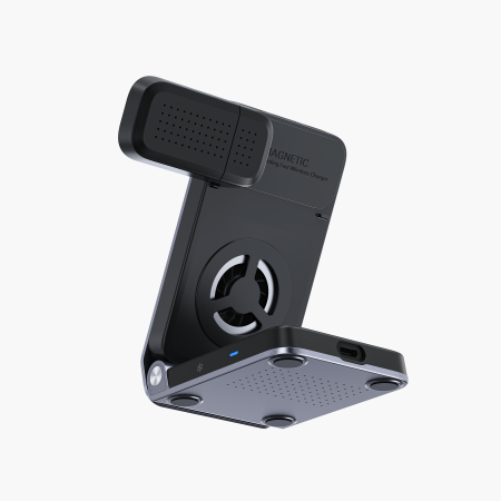 Stație de Încărcare Wireless iSEN W103, Magnetică 3 în 1, Pliabilă, Încărcare Telefon 25W, Smartwatch 2.5W, Căști TWS 5W, Suport Reglabil, Design Compact [6]