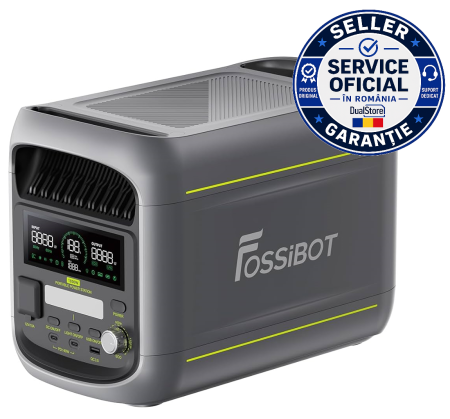 Energie verde - Stație Portabilă de Energie FOSSiBOT F1800, Verde, LiFePO4, 1800W, UPS <10ms, Încărcare Rapidă 80% în 45 min, Control prin Aplicație, Încărcare Solară 500W