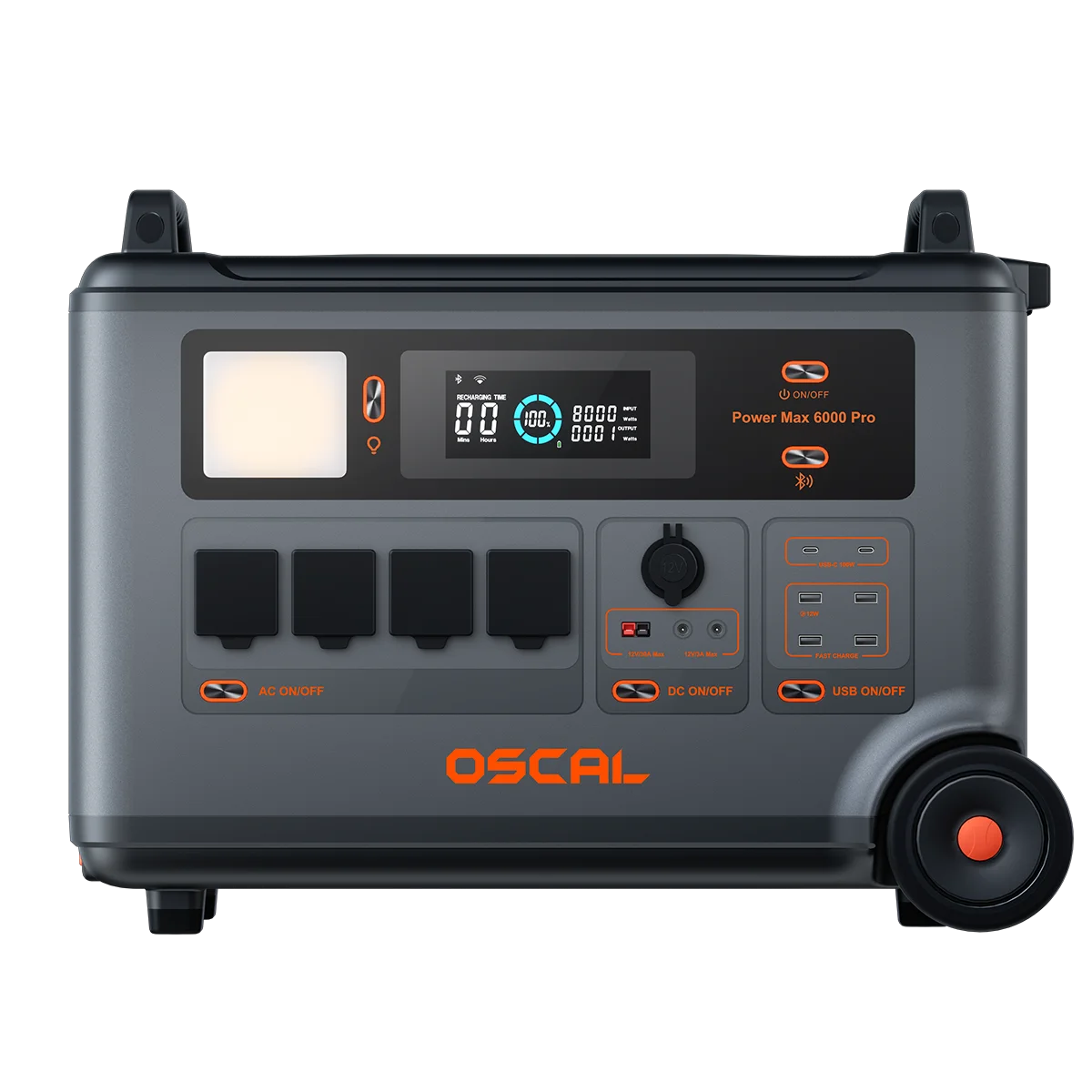 Mobilitate electrica - Stație de Energie Portabilă OSCAL PowerMax 6000 Pro, Negru, 3600Wh, Extensibilă 57600Wh, LiFePO4, 6000W, 9000W Vârf, Solar 3000W, UPS, WiFi, Bluetooth