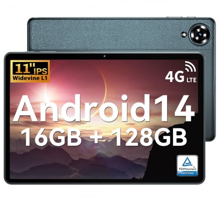 Oukitel OT11 Smart Tablet, Gray, 4G LTE, 11" IPS, 16GB RAM (4GB + 12GB expandable), 128GB ROM, Android 14, 13MP Camera, 8000mAh Battery, Dual SIM [1]