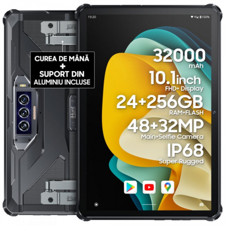 Tablete - Tableta iHUNT Strong P32000 Ultra 5G Negru, IPS 10.1" FHD+, 24GB RAM (12GB + 12GB extensibili), 256GB, Android 13, Dimensity 720 Octa-Core 32000mAh, 33W Dual SIM