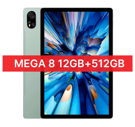 Tablete - Tableta PC Blackview MEGA 8, Verde, 4G LTE, 13" FHD+ 90Hz, 36GB RAM(12GB+24GB extensibili), 512GB ROM, Android 15, Unisoc T620, 50MP+12MP+2MP, 11000mAh, 18W, Stylus, Deblocare faciala, Dual SIM Hibrid