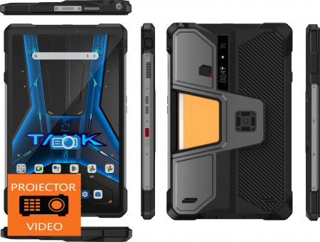 Tablete - Tableta PC Unihertz 8849 Pad Tank, Black, Proiector Video,  5G, 10.95'' FHD+, 120 Hz, Android 14, 32GB RAM (16GB + 16GB extensibili), 512GB ROM, 50MP, 21000mAh, Dual SIM