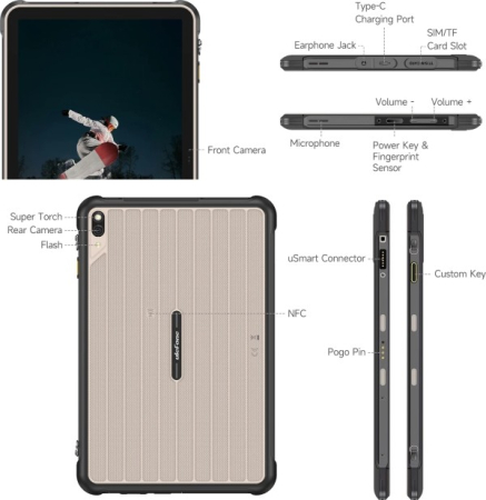 Tablet Ulefone RugKing Pad Pro Gray, 4G, 8.68″ HD+ 90Hz, 16GB RAM (8GB+8GB expandable), 128GB ROM, Expandable up to 2TB, 16MP+8MP Camera, Android 16, Unisoc T7250, 7100mAh Battery, Dual SIM [3]