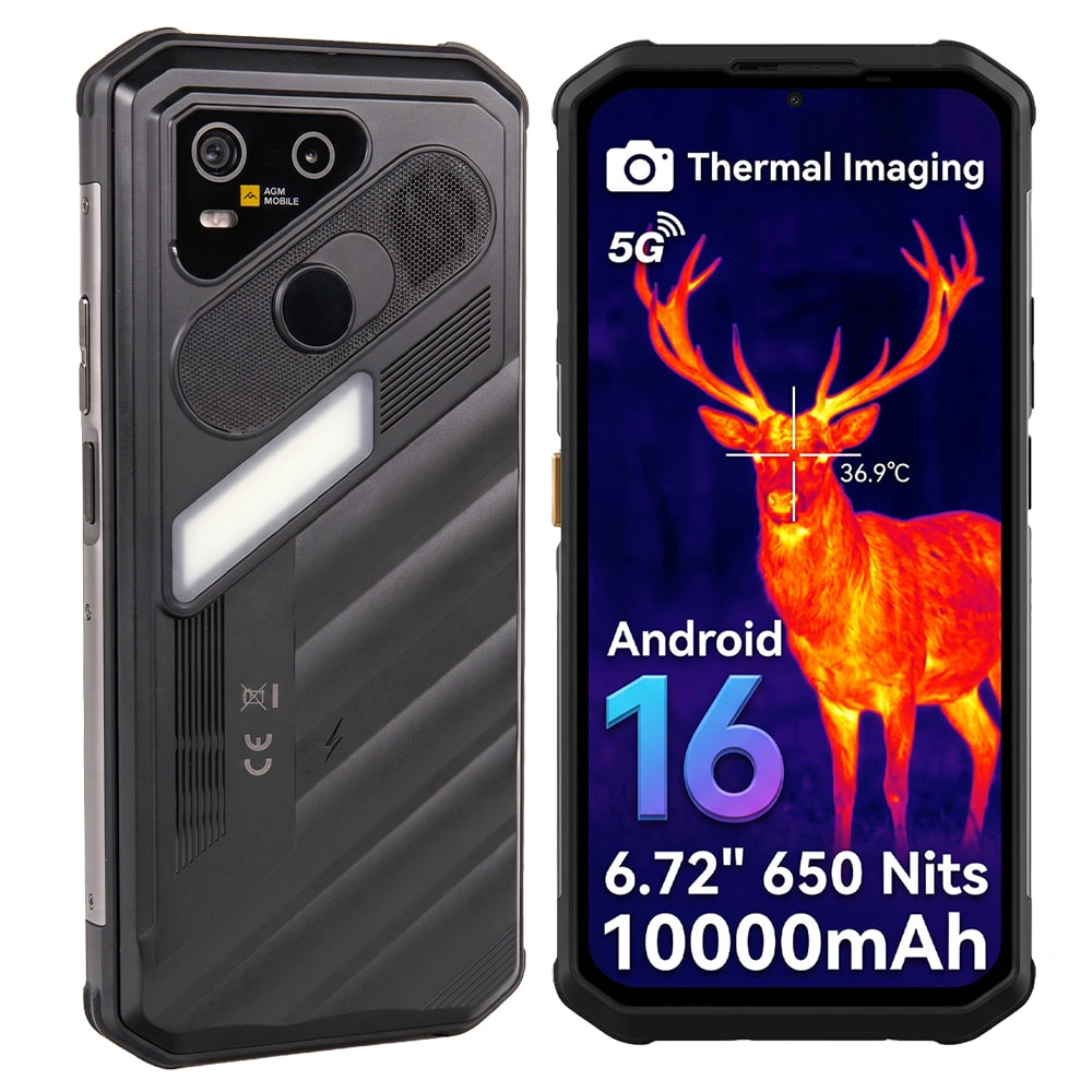 Telefoane Mobile. - Telefon Mobil AGM X7 Pro, Negru, 5G, eSIM, NFC, Thermal 512×384, 120Hz FHD+, 12GB RAM (6GB + 6GB extensibili), 256GB ROM, 10000mAh 33W, Wireless 15W, Cameră 64MP, Dual SIM