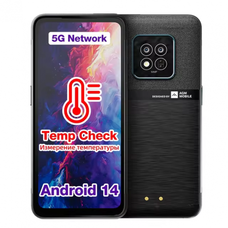 Telefoane - Telefon mobil AGM X6 Black, 5G, 6.78" FHD+, Masurare temperatura, 8GB RAM, 128GB ROM, Android 14, 50MP, Unisoc T750, NFC, 5000mAh, Dual SIM