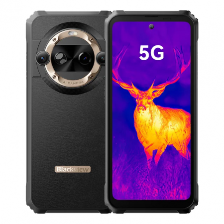 Telefoane Rezistente - Telefon mobil Blackview BL9000 Pro Gold, 5G, Camera termica FLIR® Lepton 3.5, 6.78" 2.4K FHD+ 120Hz, 36GB RAM(12GB + 24GB extensibili), 512GB ROM, Android 14, 8800mAh,MediaTek Dimensity 8020, Dual SIM