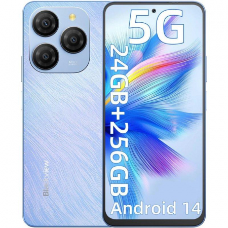 Phone - Mobile Phone Blackview SHARK 9, Blue, 5G, 6.67'' HD+IPS, Android 14, 24GB RAM (8GB + 16GB expandable), 256GB ROM, 50MP + 2MP + 2MP rear, 8MP front, 5000mAh, Dual SIM