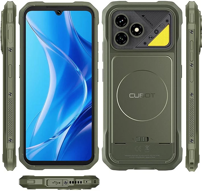 Rugged Phones - Cubot KingKong Dura Mobile Phone, Green, 4G, NFC, 6.88" 120Hz, 20GB RAM (8GB + 12GB Extended), 128GB, Octa-Core SC T620 2.2GHz, 64MP Camera, Dual 5000mAh Removable Battery, Android 16, Dual SIM