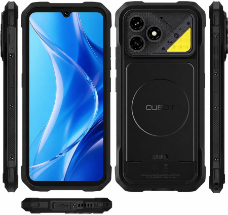 Rugged Phones - Cubot KingKong Dura Mobile Phone, Black, 4G, NFC, 6.88" 120Hz, 32GB RAM (12GB + 20GB Extended), 256GB, Octa-Core SC T620 2.2GHz, 64MP Camera, Dual 5000mAh Removable Battery, Android 16, Dual SIM
