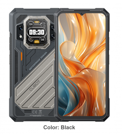 Mobiltelefon - Cubot KingKong X Pro, Fekete, 5G, 6.72" FHD+ 144Hz Kettős Képernyő, 48GB RAM(24GB+24GB bővíthető), 256GB ROM, Android 14, MediaTek Dimensity 8200, 100MP + 32MP+5MP+0.3MP, NFC, 10200mAh, Dual SIM