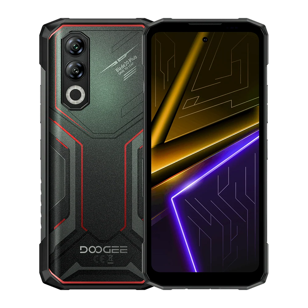 Phone - DOOGEE Blade20 Plus Mobile Phone, Red, 4G LTE, NFC, 6.6” HD+ 120Hz, 48GB RAM (6GB + 42GB Extended), 256GB ROM, Helio G100, 11800mAh 33W, 20MP Night Vision, Android 16, Dual SIM