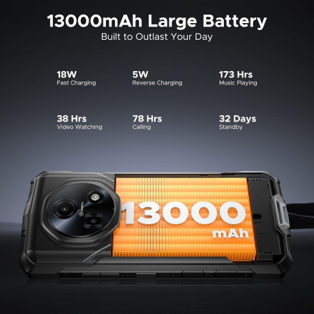 Telefon Mobil Doogee Fire 5 Ultra Gri, 4G, 256GB, 32GB RAM (8GB+24GB), Android 15, Baterie 13000mAh, Lumini Camping 1200LM, Camera 48MP AI, Selfie 8MP, Dual Sim [3]