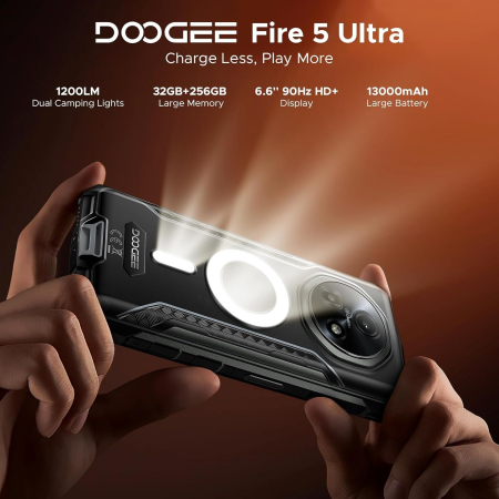 Telefon Mobil Doogee Fire 5 Ultra Verde, 4G, 256GB, 32GB RAM (8GB+24GB), Android 15, Baterie 13000mAh, Lumini Camping 1200LM, Camera 48MP AI, Selfie 8MP, Dual Sim [1]