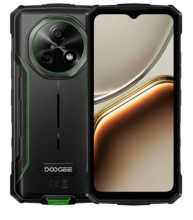 Telefoane Rezistente - Telefon mobil DOOGEE Fire 7, Verde, 5G, 6.6" HD+ IPS, 16GB RAM(4GB+12GB Extensibili), 256GB ROM, 64MP, Android 15, Dimensity 6300, Difuzoare duble, NFC, OTG, Face ID, 13000mAh, 18W, Dual SIM