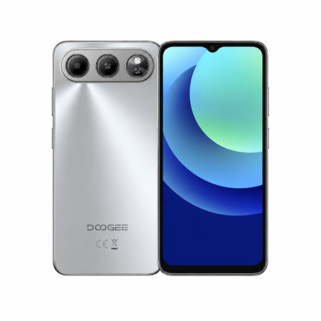 Phone - DOOGEE Note 60 Mobile Phone, Silver, 4G LTE, NFC, 6.56” HD+ 90Hz, 32GB RAM (3GB + 29GB Extended), 128GB ROM, Unisoc T7225, 6150mAh, 13MP Camera, Android 16, Dual SIM