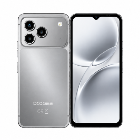 Phone - DOOGEE Note57 Pro Mobile Phone,Silver, 4G LTE, NFC, 6.56” HD+ IPS 90Hz, 24GB RAM (3GB + 21GB Extended), 128GB ROM, Unisoc T7225, 6150mAh, 13MP Camera, Android 16, Dual SIM
