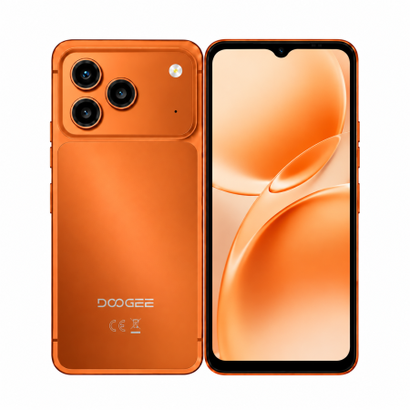 Phone - DOOGEE Note57 Pro Mobile Phone, Orange, 4G LTE, NFC, 6.56” HD+ IPS 90Hz, 24GB RAM (3GB + 21GB Extended), 128GB ROM, Unisoc T7225, 6150mAh, 13MP Camera, Android 16, Dual SIM