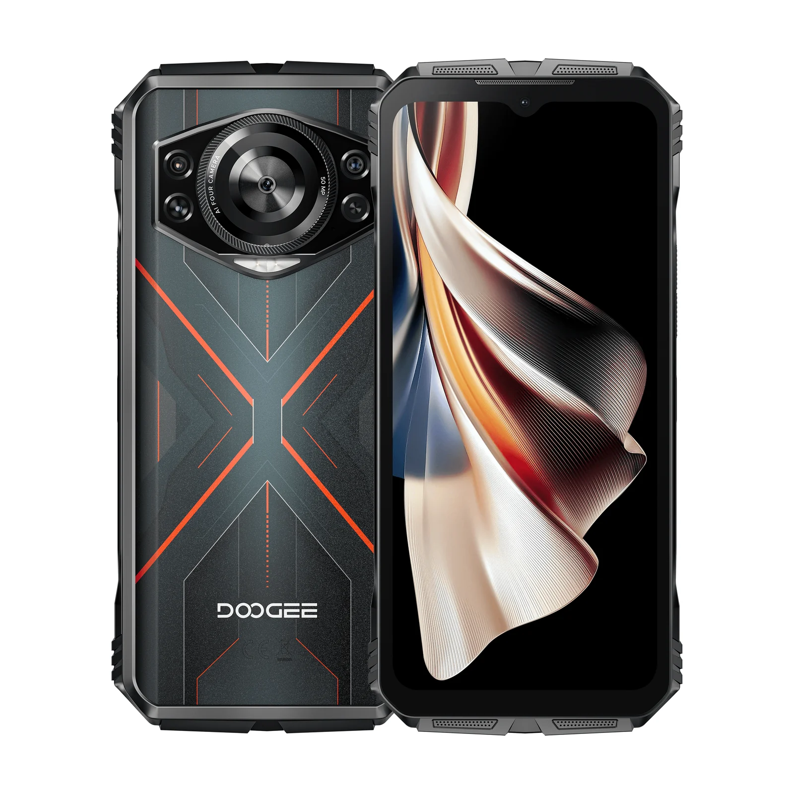 Telefoane Rezistente - Telefon mobil Doogee S Cyber, Red, 4G, 6.58" FHD+ 90Hz, 20GB RAM(8GB + 12GB extensibil), 256GB ROM, Camera 50MP, Spreadtrum T606 Octa Core, Android 14, 10800mAh, NFC, DualSim