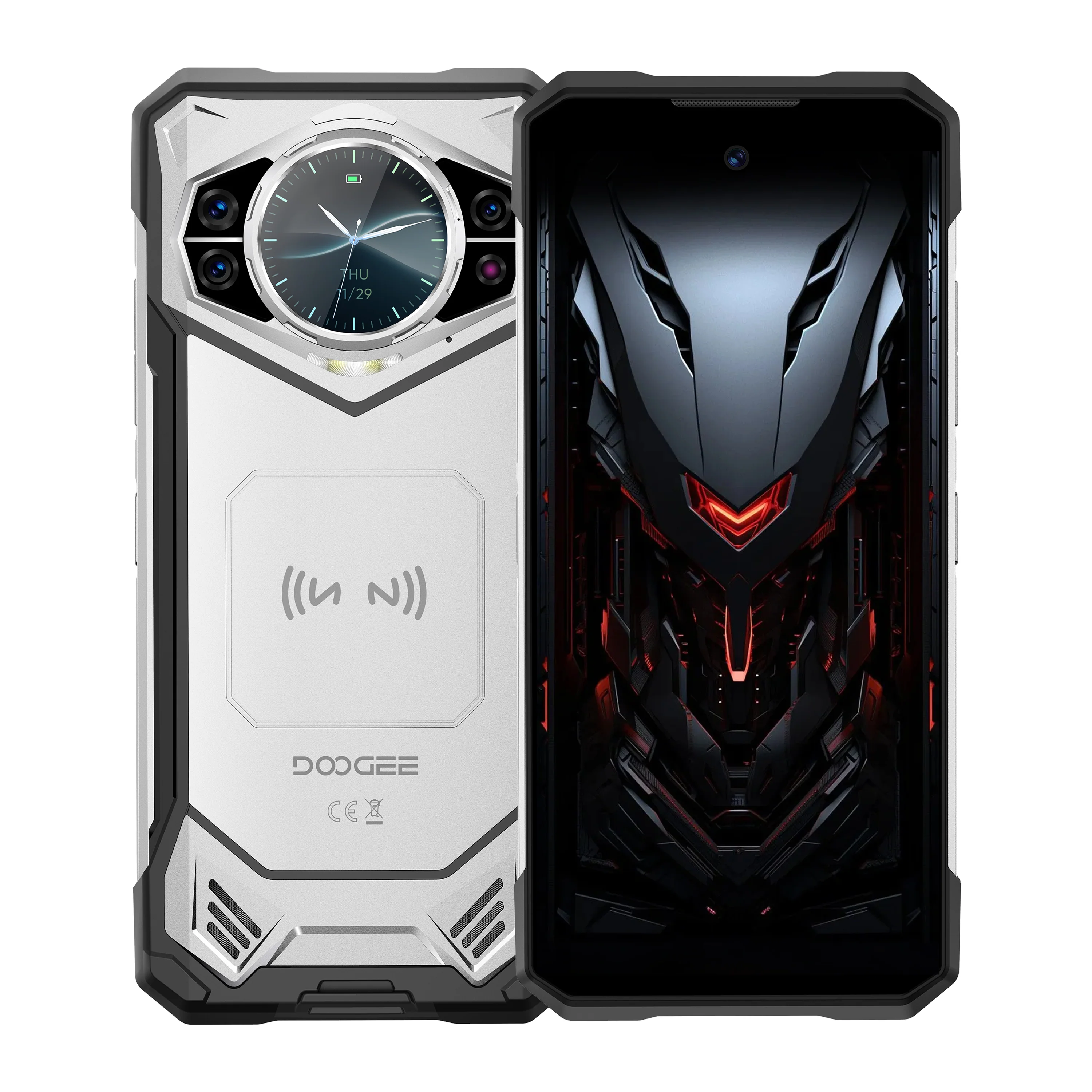 Mobile phone Doogee S200 VIP, Silver, 5G, Dual Display (6.72"+1.32") 2.4K, 48GB RAM (12GB+36GB expandable), 256GB ROM, Android 14, Dimensity 7050, 10100mAh, BoneBeat Run wireless headphones, Dual SIM [1]