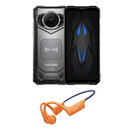 Telefoane - Telefon mobil Doogee S200 VIP, Gri, 5G, Dual Display (6.72"+1.32") 2.4K, 48GB RAM (12GB+36GB extensibili), 256GB ROM, Android 14, Dimensity 7050, 10100mAh, Casti wireless BoneBeat Run, Dual SIM