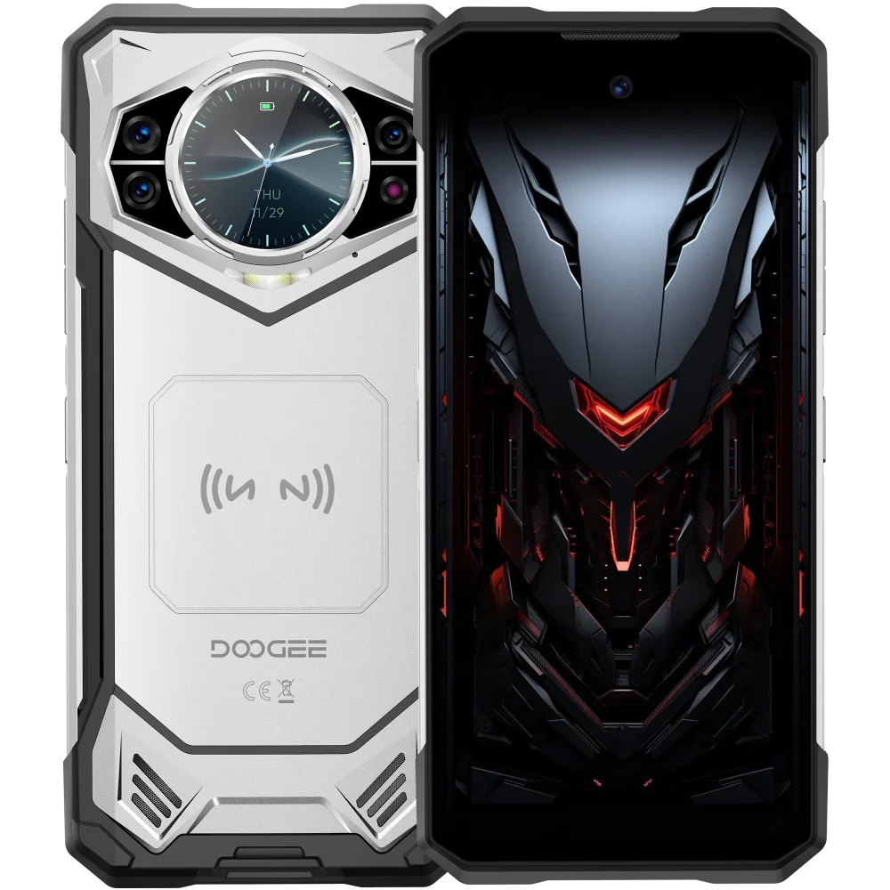 Telefoane Rezistente - Telefon Mobil DOOGEE S200E, Argintiu, 5G, Ecran Secundar AMOLED 1.32", 6.72" FHD+ 120Hz, 48GB RAM (8GB + 40GB extensibili), 256GB ROM, 100MP + Night Vision 20MP, Android 16, 10100mAh, Dual SIM