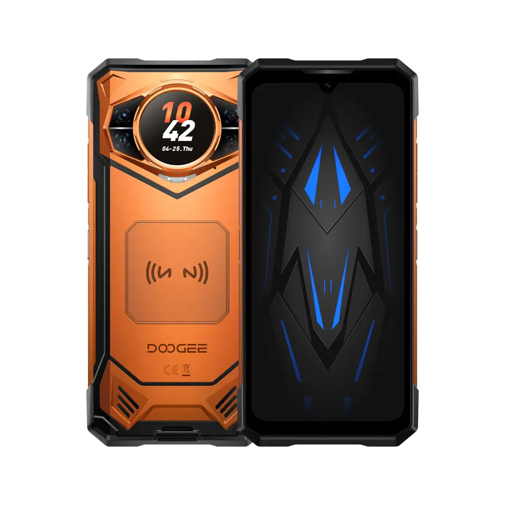 Telefoane Rezistente - Telefon Mobil DOOGEE S200E, Portocaliu, 5G, Ecran Secundar AMOLED 1.32", 6.72" FHD+ 120Hz, 48GB RAM (8GB + 40GB extensibili), 256GB ROM, 100MP + Night Vision 20MP, Android 16, 10100mAh, Dual SIM