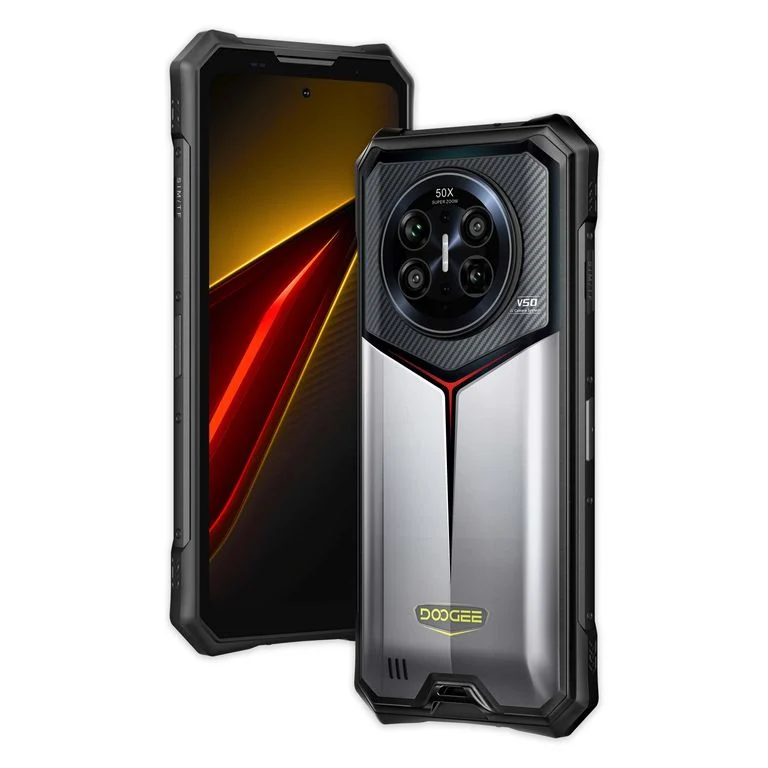 Telefoane Rezistente - Telefon Mobil DOOGEE V50, Argintiu, 5G, 6.78" FHD+ 120Hz, 52GB RAM (16GB + 36GB extensibili), 512GB, Cameră 200MP + 20MP Night Vision, Android 16, 11000mAh, Dual SIM