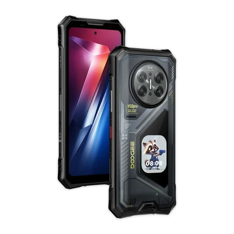 Telefoane (Smartphone) 5G - Telefon Mobil DOOGEE V50 Pro, Negru, 5G, 6.78" FHD+ 120Hz, 52GB RAM (16GB + 36GB extensibili), 1TB, Cameră 200MP + 64MP Night Vision, Ecran secundar AMOLED 2.06", Android 16, 11000mAh, Dual SIM