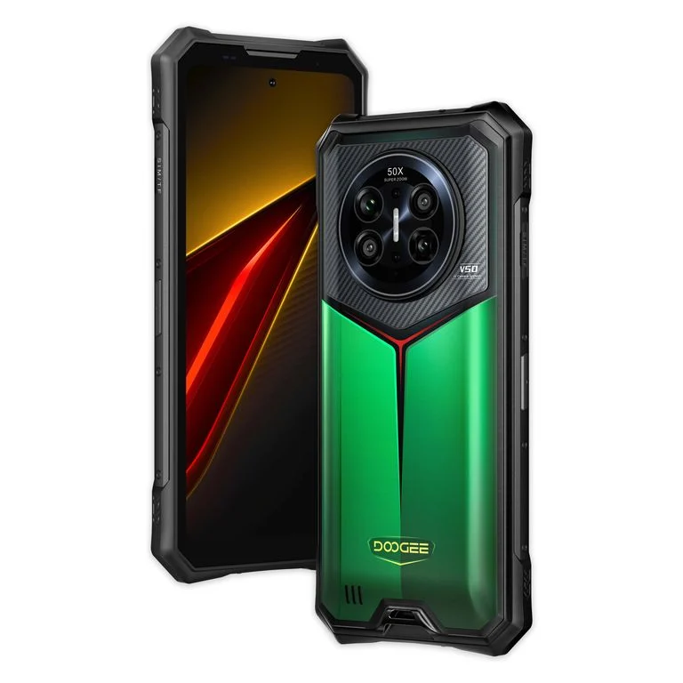 Telefoane Rezistente - Telefon Mobil DOOGEE V50, Verde, 5G, 6.78" FHD+ 120Hz, 48GB RAM (12GB + 36GB extensibili), 256GB, Cameră 200MP + 20MP Night Vision, Android 16, 11000mAh, Dual SIM