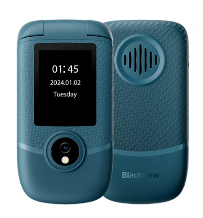 Telefon mobil Flip Blackview N2000, Blue, 4G, Dual Display 2.8" + 1.77", 48MB RAM +128MB ROM, RTOS, Unisoc T107, 1500mAh, SOS, DualSim [1]