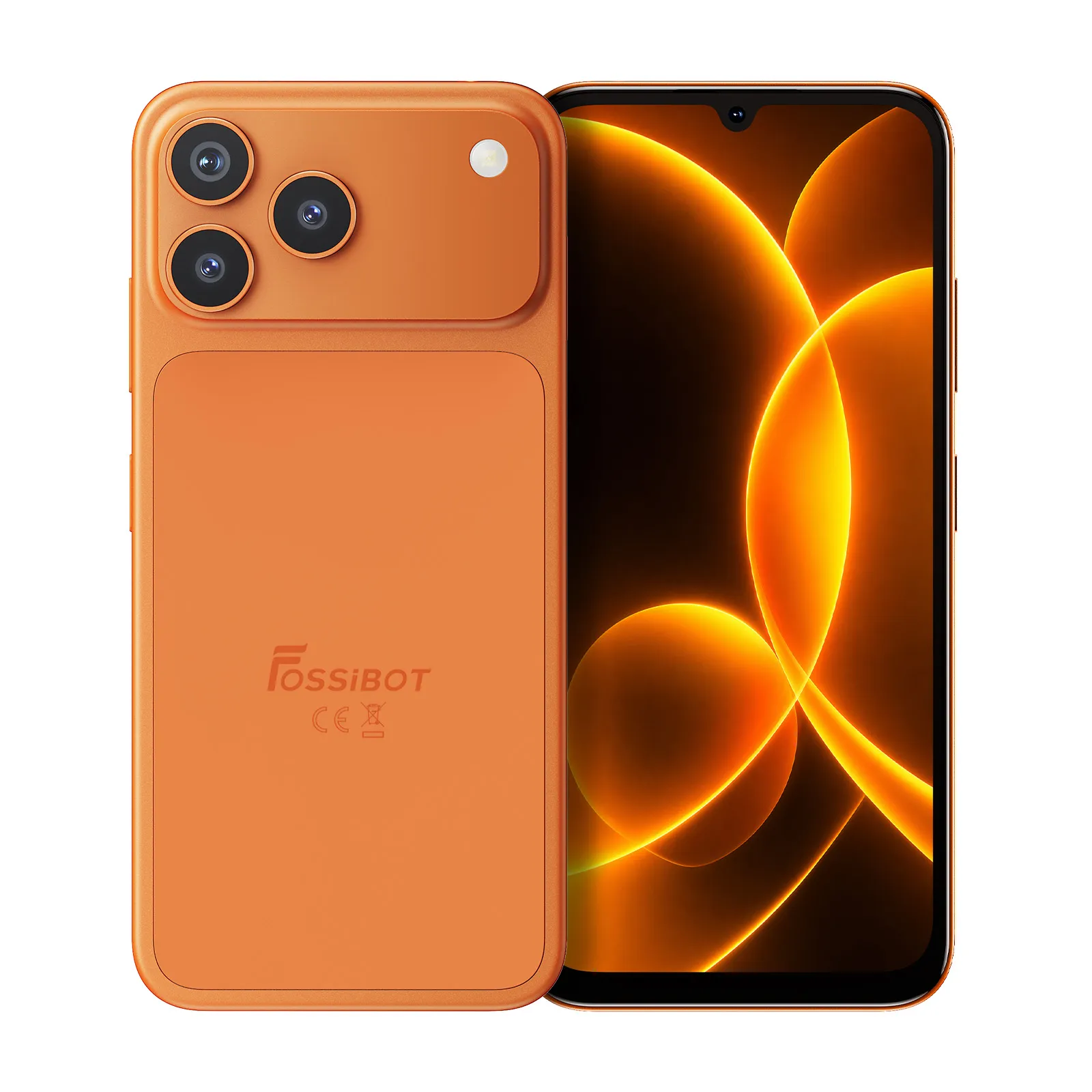 Telefon Mobil FOSSiBOT C17, Portocaliu, 4G LTE, 6.9” HD+ 120Hz, 16GB RAM (4GB + 12GB extensibili), 128GB ROM, Unisoc T615, 5000mAh, Cameră 16MP AI, Fosi AI, Gemini AI, Android 16, Dual SIM