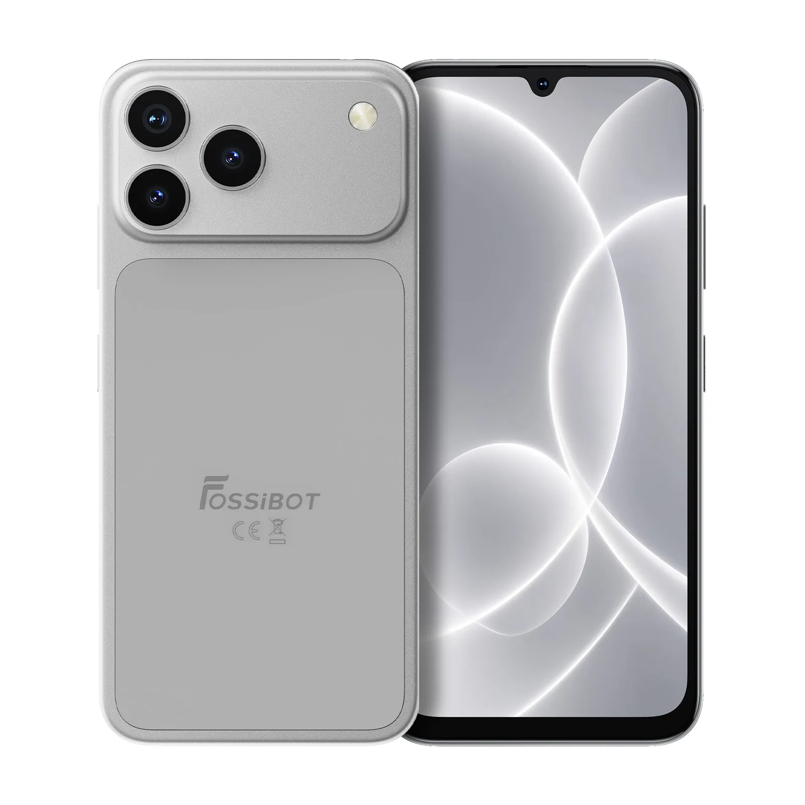 Toate ( smart si clasice ) - Telefon Mobil FOSSiBOT C17, Silver, 4G LTE, 6.9” HD+ 120Hz, 16GB RAM (4GB + 12GB extensibili), 128GB ROM, Unisoc T615, 5000mAh, Cameră 16MP AI, Fosi AI, Gemini AI, Android 16, Dual SIM