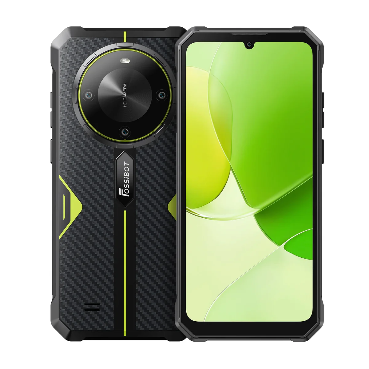 Telefoane - Telefon mobil FOSSiBOT F105, Green, 4G, 6.745”HD+, 12GB RAM (4GB + 8GB extensibili), 64GB ROM, 20MP, Android 14, MT8768 Octa-Core, NFC, 10300mAh, Dual SIM