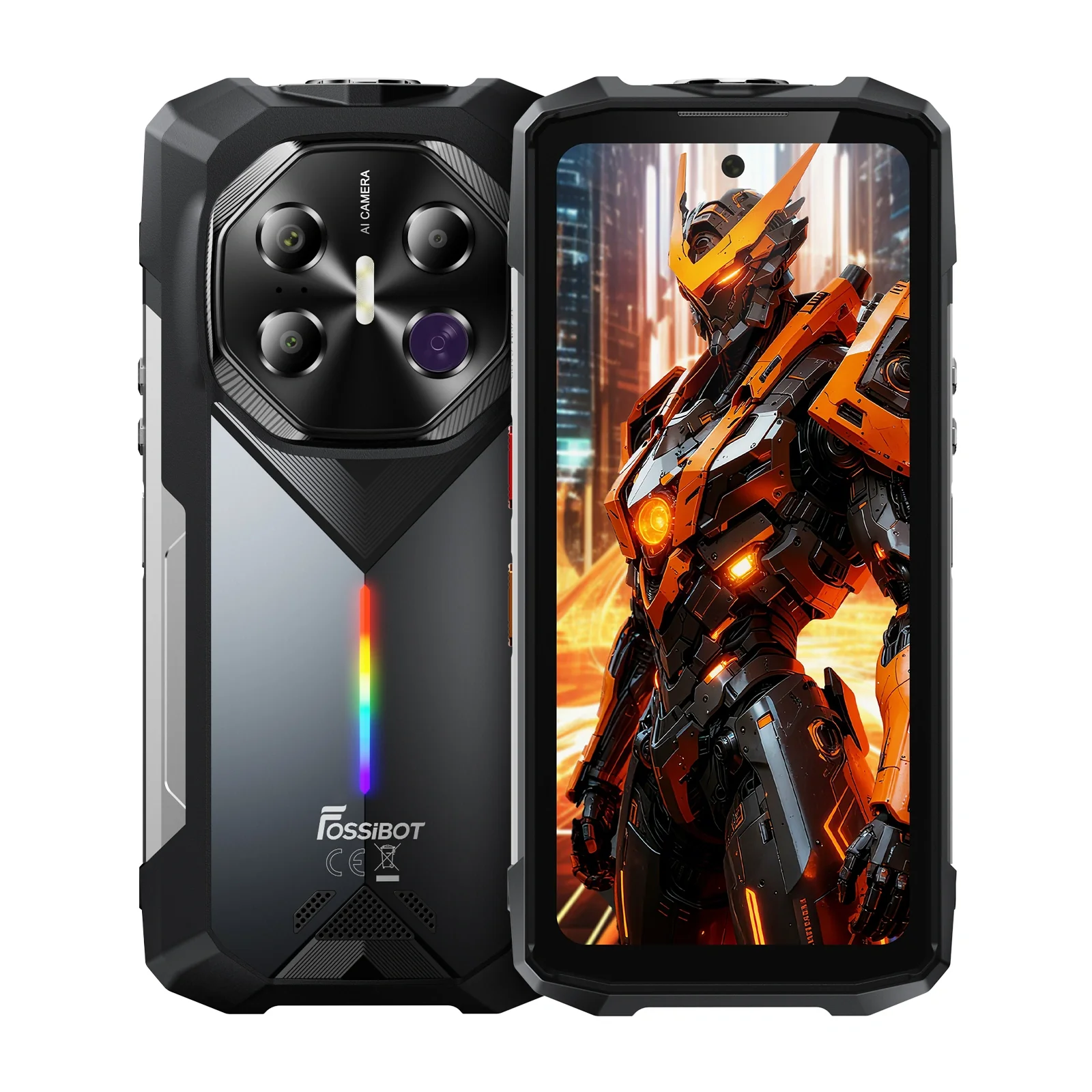 Telefoane Rezistente - Telefon mobil FOSSiBOT F113, Gri, 5G, 6.78" 120Hz FHD+, 36GB RAM (12GB+24GB Extensibili), 256GB ROM, Android15, Dimensity7050, 50MP+64MP NightVision, 20000mAh, 33W, NFC, FaceID, ToolKit, Dual SIM