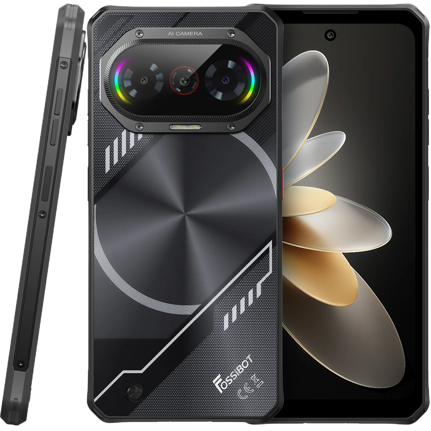 Telefoane mobile Fossibot - Telefon Mobil FOSSiBOT F114, Negru, 4G, 6.67" HD+ IPS, 12GB RAM (4GB+8GB extensibili), 256GB ROM, Android 15, 50MP, Gemini AI, Lumina Dinamica, 5000mAh, 18W, NFC, Face ID, Dual SIM