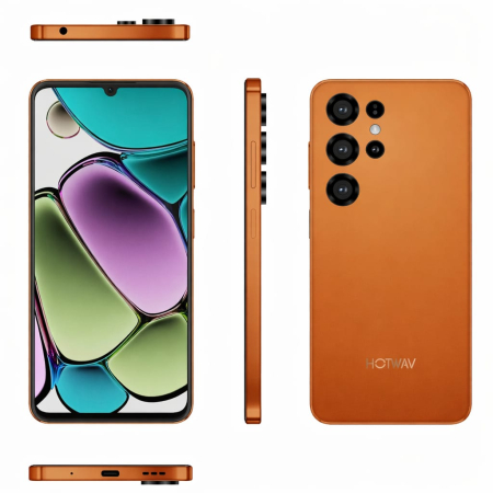 Telefoane smart - Telefon Mobil HOTWAV A25 Ultra, Portocaliu, 4G LTE, Ecran 6.75" HD+, 12GB RAM (3GB + 9GB extensibili), 64GB, Android 15, 5160mAh, Dual SIM, NFC
