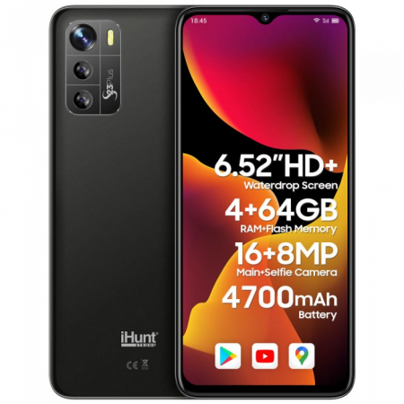 Phone - Mobile Phone iHunt S23 Plus, Dual SIM, 64GB, 5000 mAh, 6.51-inch LCD HD+ Incell, 4GB RAM, 4G, Mate Black