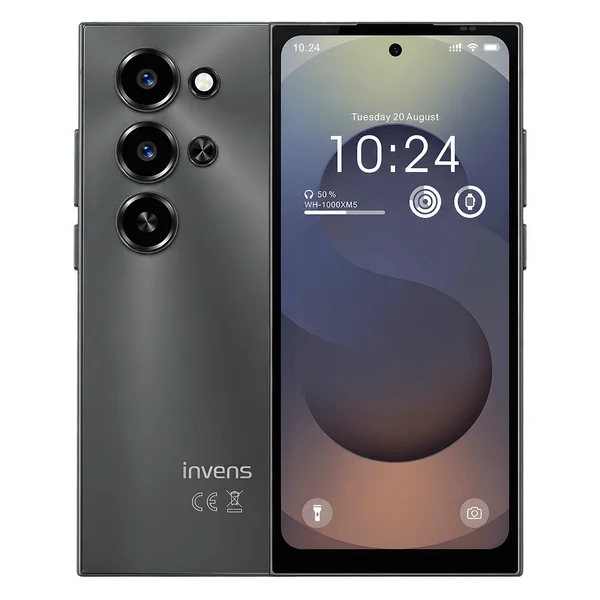 Mobiltelefon - invens Ultra S25 Mobiltelefon, Fekete, 4G LTE, 6.79” HD+ IPS, Android 16, 20GB RAM (4GB + 16GB Bővített), 128GB ROM, Unisoc T310, 5000mAh, 16MP + 8MP Kamera, Face ID, Dual SIM