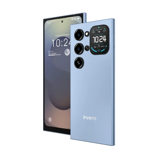 Telefon Mobil Invens Ultra S26, Albastru, 4G LTE, Ecran Spate 1.75”, 6.79” HD+ 120Hz, 24GB RAM (4GB + 20GB extensibili), 128GB ROM, Unisoc T7250, 5000mAh, Cameră 32MP, Android 16, Dual SIM [1]