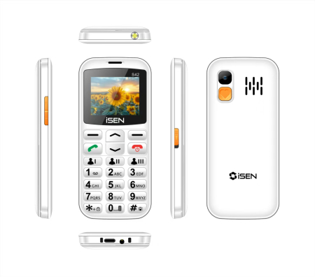Telefoane clasice - Telefon mobil iSEN S42 SENIOR Alb, Display 2.0", GSM, USB Type-C, Bluetooth, Cameră, Lanternă, FM Radio fara cablu, Baterie 1800mAh, Buton SOS, Negru, Dual SIM