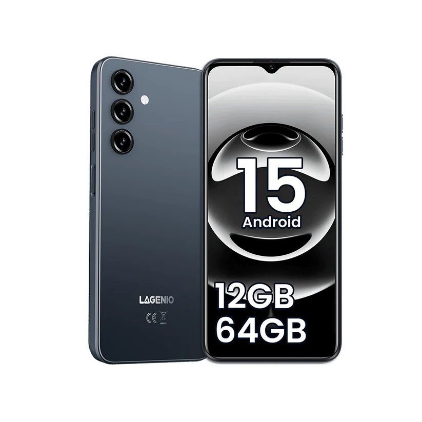 Mobiltelefon - Lagenio A10 Okostelefon, Fekete, 4G LTE, 6.52" HD+ 90Hz Kijelző, 12GB RAM (4GB + 8GB bővíthető), 64GB, 13MP Kamera, Android, 5150mAh, Dual SIM
