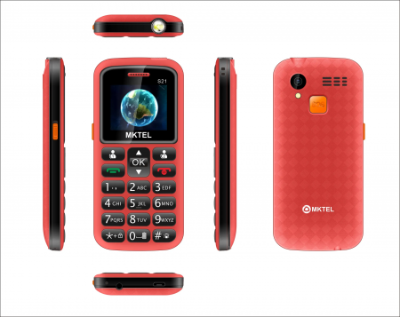Telefoane clasice - Telefon Mobil MKTEL S21, Rosu, 2G, 1.77'' QQVGA, Dual SIM, 32MB RAM, 0.08MP, 800mAh