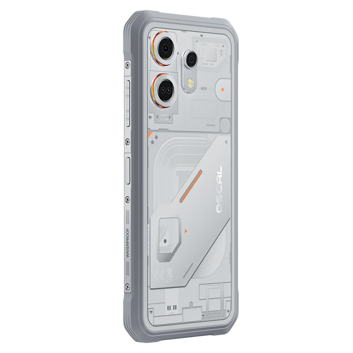Mobile Phone OSCAL MARINE 3 White, 4G, 6.56" HD+ 90Hz Display, 24GB RAM (8GB + 16GB Extensibili), 256GB Storage, 13MP Infrared Night Vision Camera, 5000mAh Battery, Android 16, MediaTek Helio G81, NFC [2]