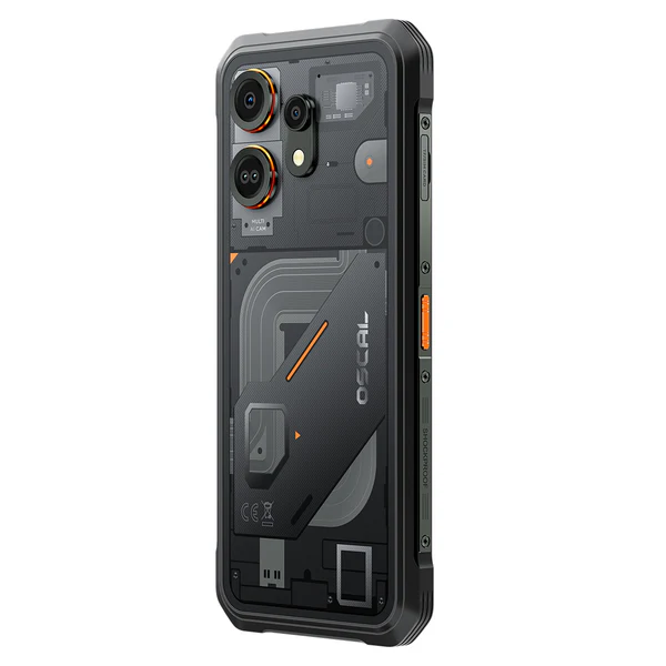 Mobile Phone OSCAL MARINE 3 Black, 4G, 6.56" HD+ 90Hz Display, 24GB RAM (8GB + 16GB Extensibili), 256GB Storage, 13MP Infrared Night Vision Camera, 5000mAh Battery, Android 16, MediaTek Helio G81, NFC [5]