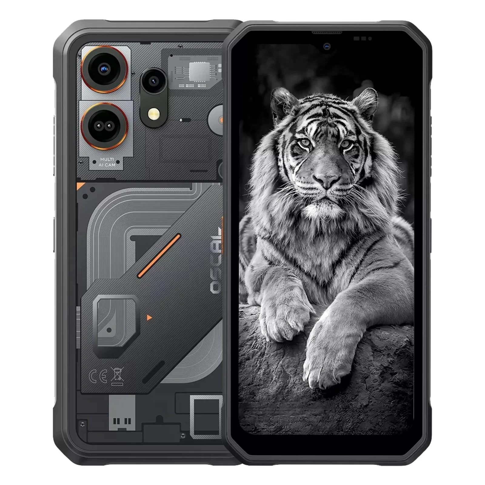 Telefoane - Telefon Mobil OSCAL MARINE 3 Negru, 4G, 6.56" HD+ 90Hz, 24GB RAM (8GB + 16GB Extensibili), 128GB ROM, Cameră Infraroșu Night Vision 13MP, 5000mAh, Android 16, MediaTek Helio G81, NFC, Dual SIM - Copie