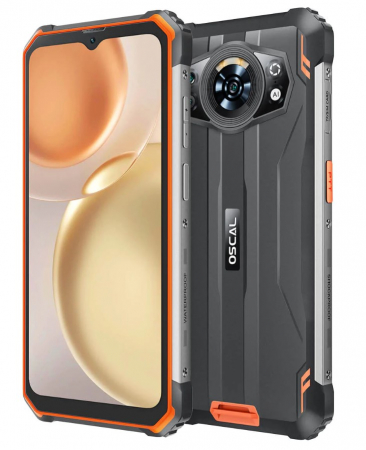 OSCAL mobile phones - Telefon mobil OSCAL S80 Mecha Orange, 4G, IPS FHD+ 6.58", 6GB + 4GB RAM, 128GB ROM, Android 12, Helio G85, IP68, 13000mAh, Dual SIM