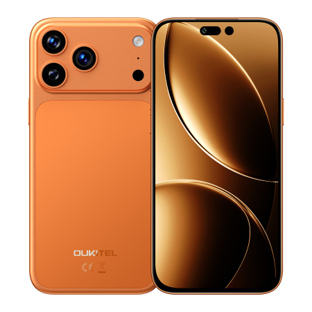 Toate ( smart si clasice ) - Telefon Mobil OUKITEL C17 Plus, Portocaliu, 4G LTE, NFC, 6.9" 120Hz, 24GB RAM (6GB + 18GB extensibili), 256GB, Cameră 64MP, 5000mAh, Android 16, Dual SIM