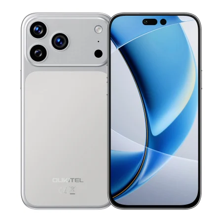 Toate ( smart si clasice ) - Telefon Mobil OUKITEL C17 Plus, Argintiu, 4G LTE, NFC, 6.9" 120Hz, 24GB RAM (6GB + 18GB extensibili), 256GB, Cameră 64MP, 5000mAh, Android 16, Dual SIM